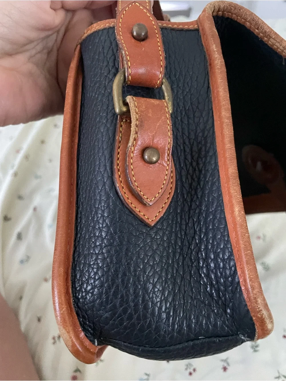 Dooney & Bourke Black with Brown Leather Trim Messenger Bag